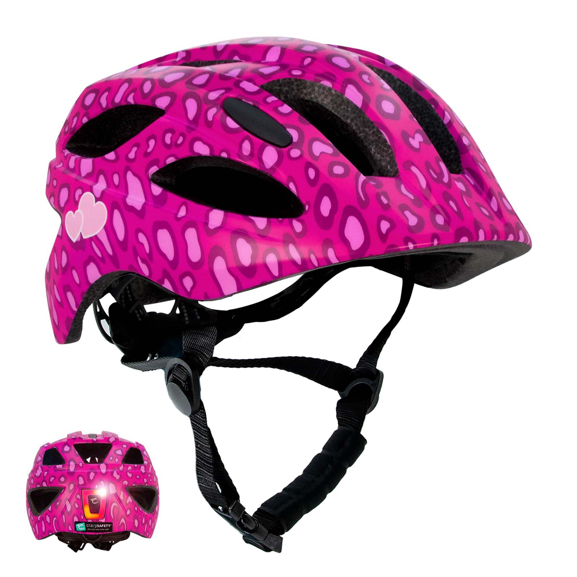 Heartbeat Stripes children's helmet with light