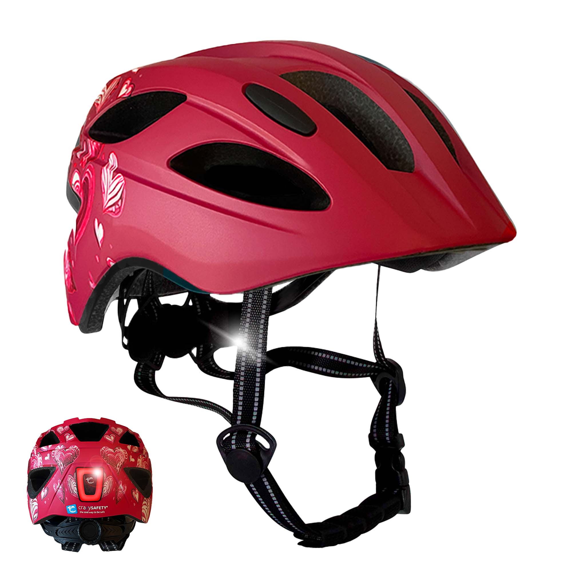 Heartbeat Stripes children's helmet with light