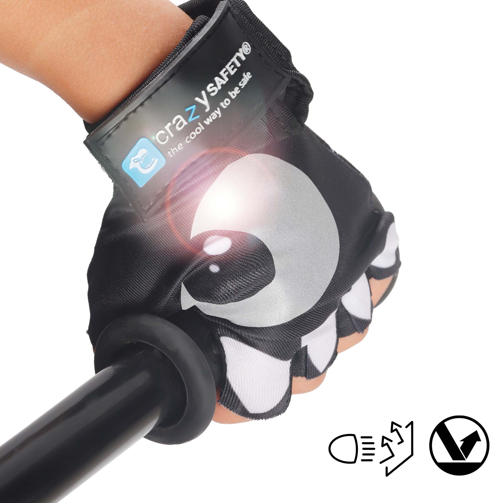 Cycling gloves with reflective eyes