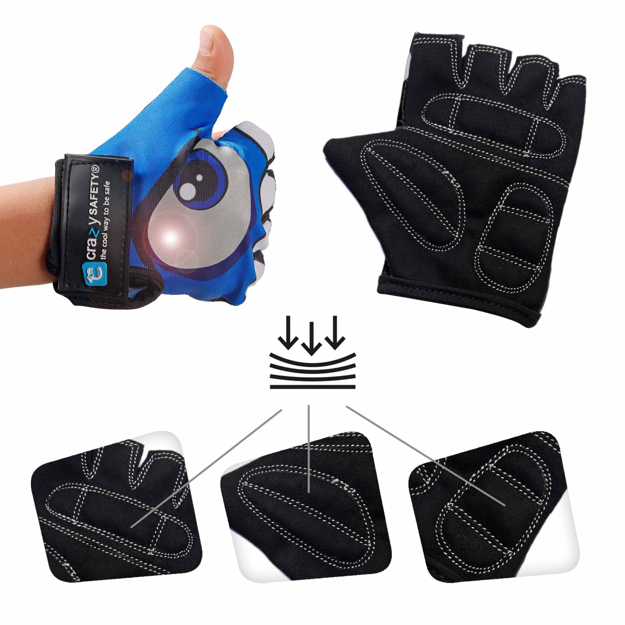 Cycling gloves with reflective eyes