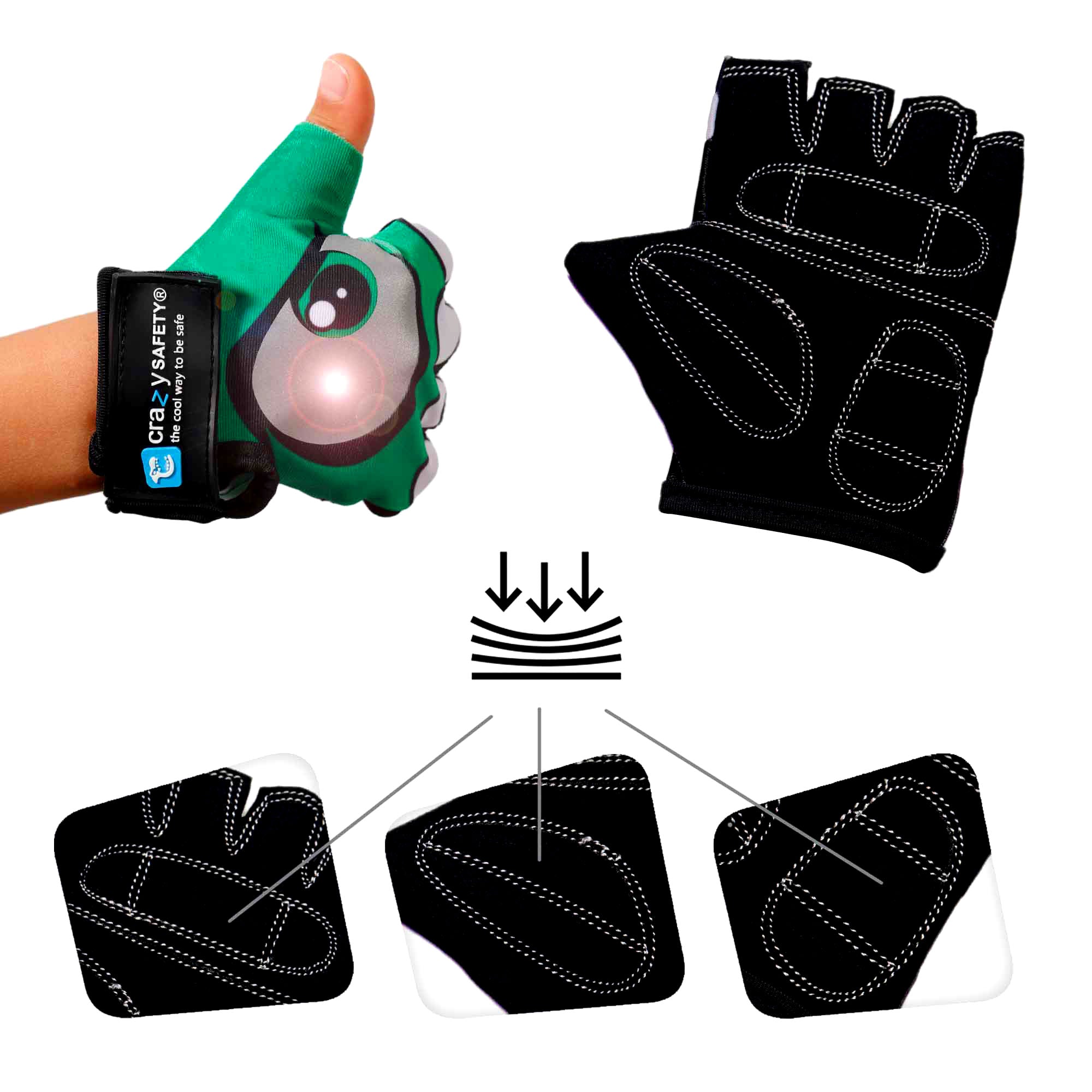 Cycling gloves with reflective eyes