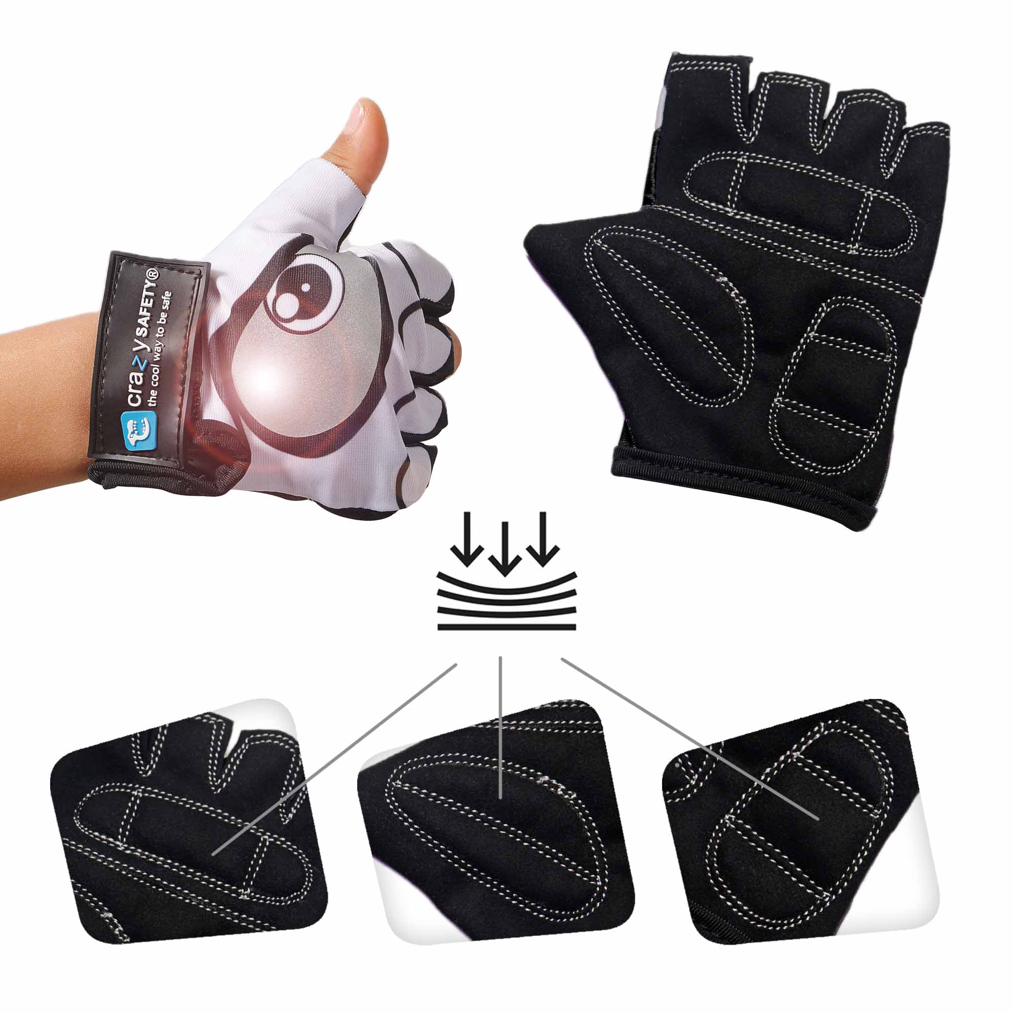 Cycling gloves with reflective eyes