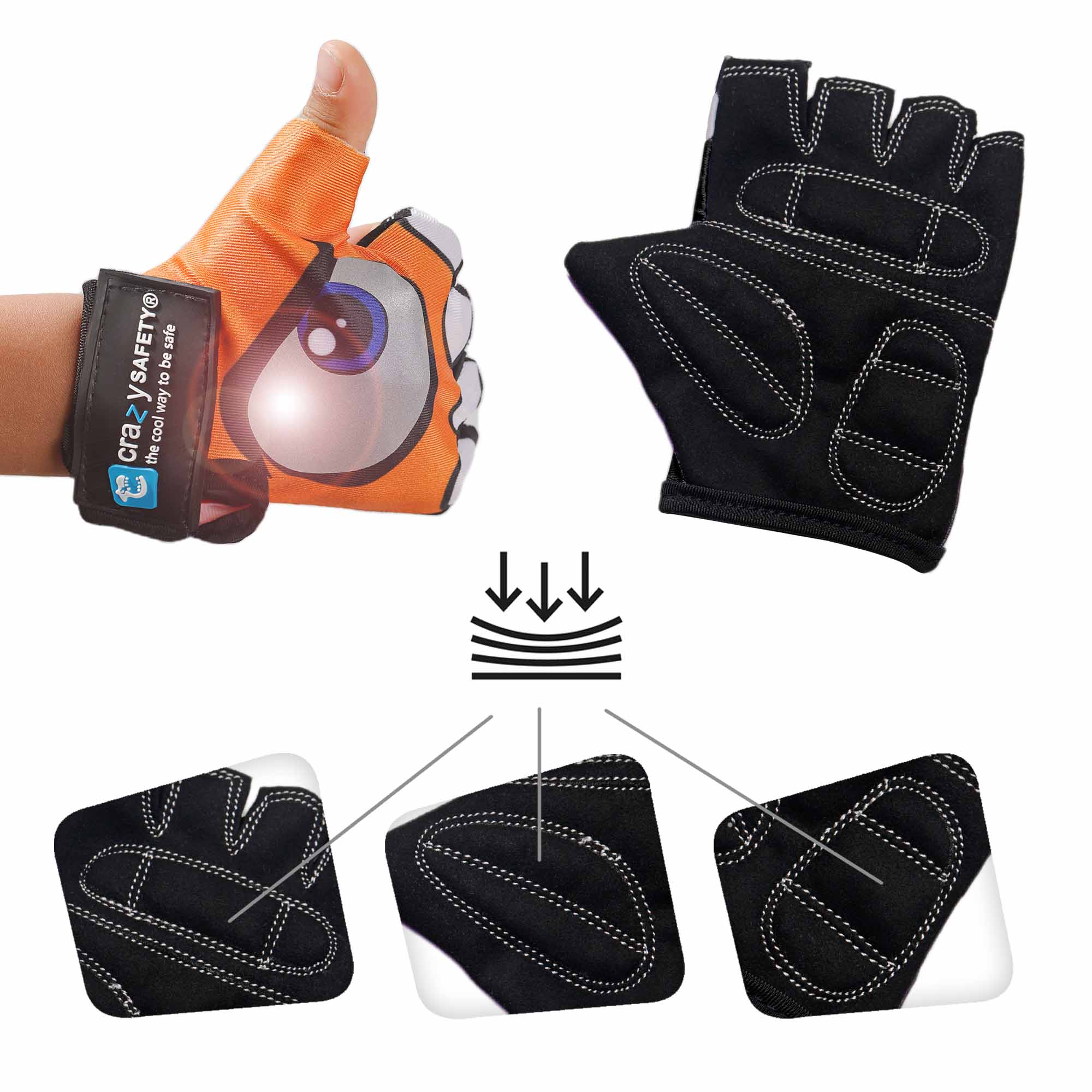 Cycling gloves with reflective eyes