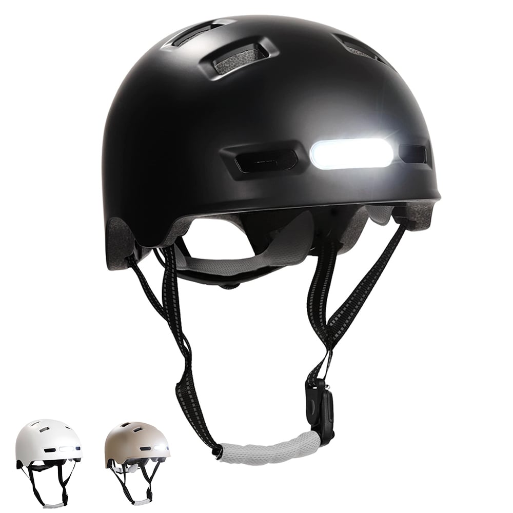 Vertigo urban bicycle helmet with front and rear lights