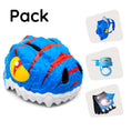 Load image into Gallery viewer, Product bundle: Blue dino bike helmet, backpack, cycling gloves & bell for children
