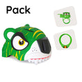 Load image into Gallery viewer, Product bundle: Green tiger bike helmet, lock, and tiger bell for children
