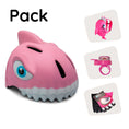 Load image into Gallery viewer, Product bundle: Pink Shark Bicycle Helmet, Shark Backpack, Shark Cycling Gloves, and Shark Ring Bell for Children
