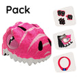 Load image into Gallery viewer, Product bundle: Pink dino bike helmet, protective gear, lock, and cycling gloves for kids.
