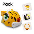 Load image into Gallery viewer, Product bundle: Yellow leopard bicycle helmet, cycling gloves, lock, and leopard ring bell for children
