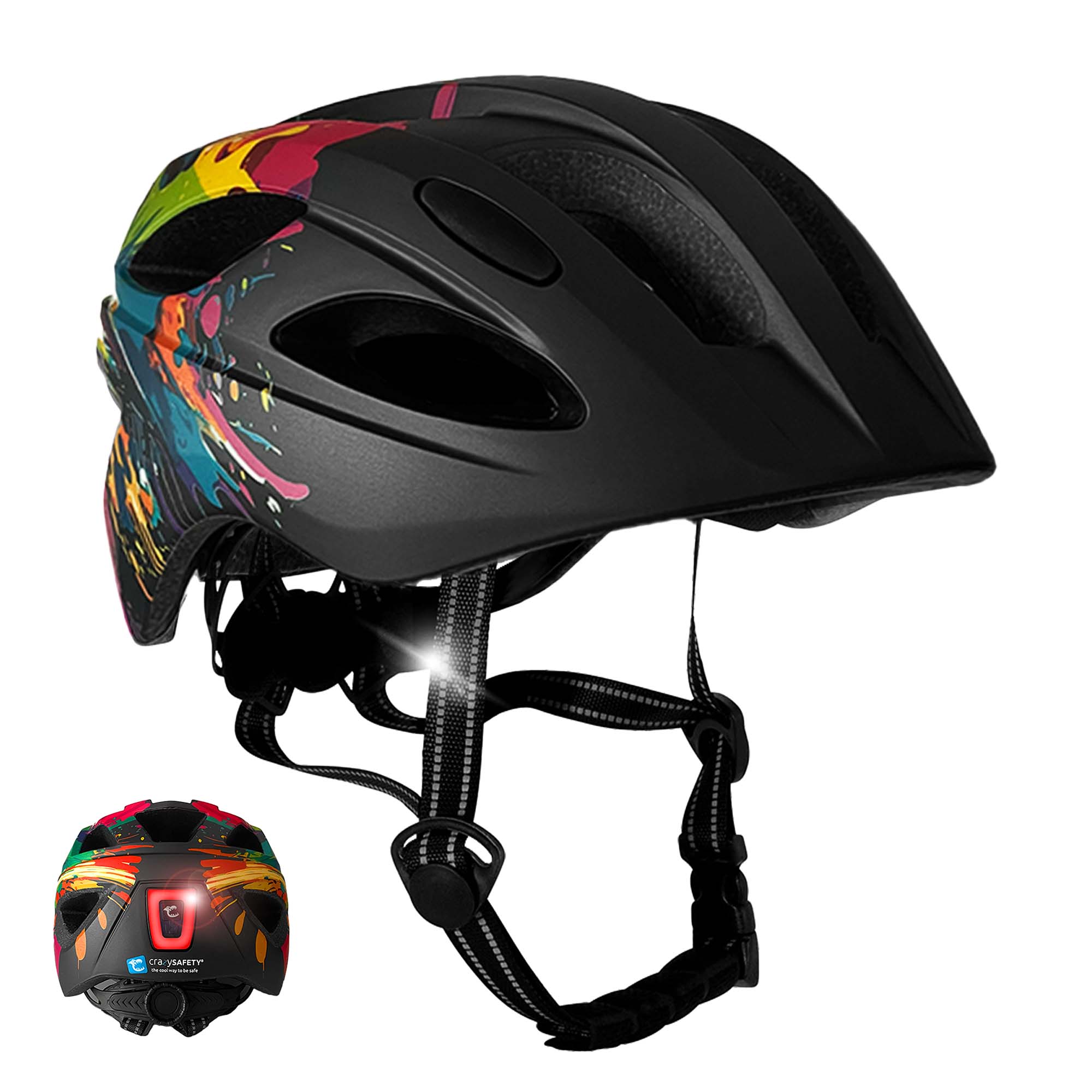 Crazy Safety helmet for kids with powerful, rechargeable rear light - Main Image