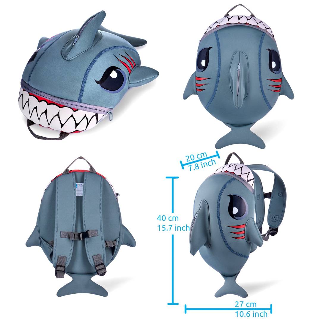 Shark Children Backpack - Grey