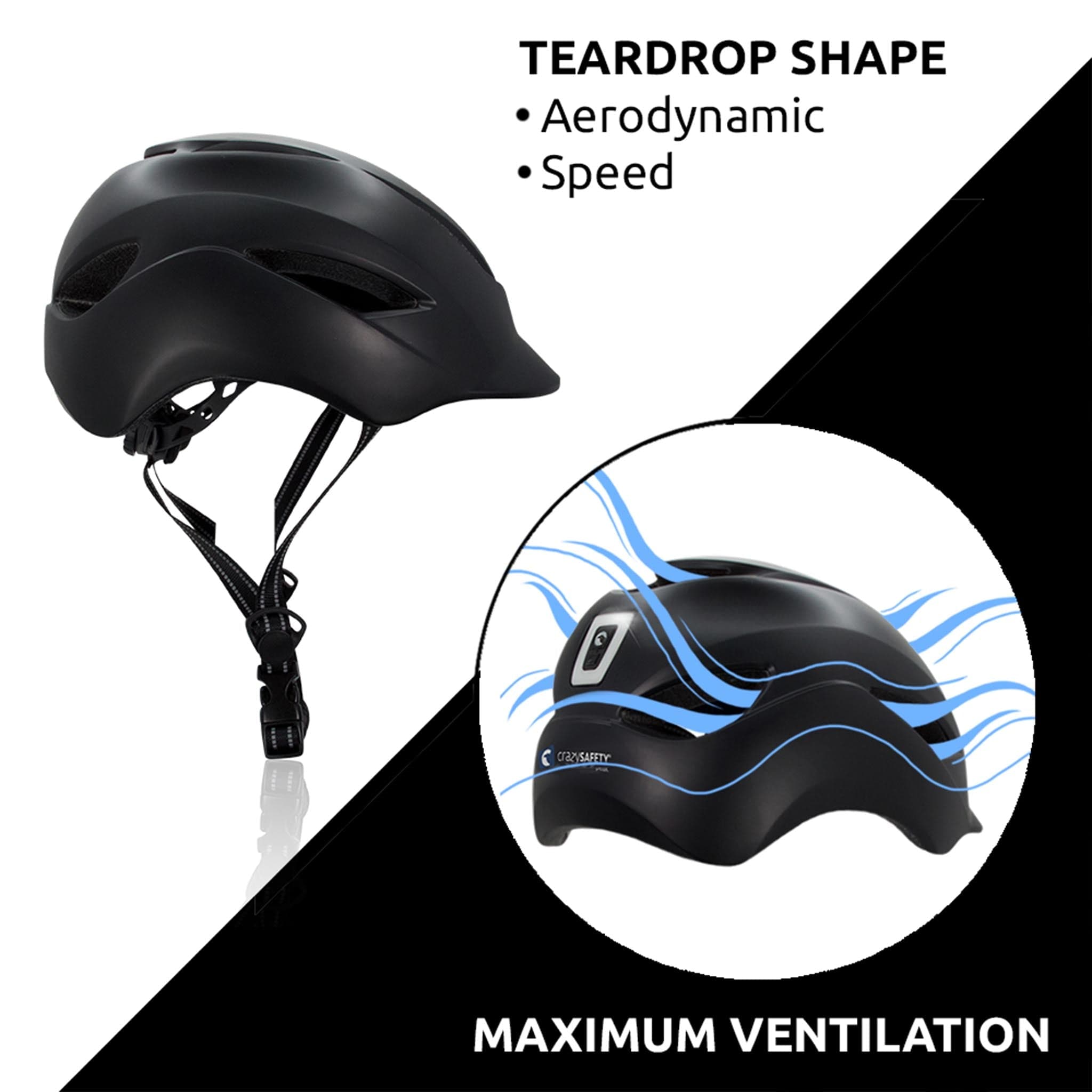 Black Aero Bicycle Helmets - maximum ventilation